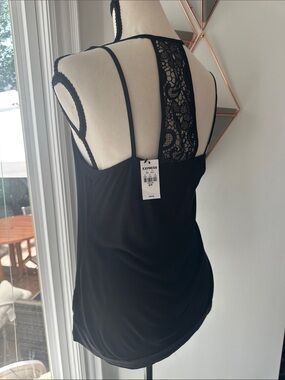 VINTAGE Y2K Express Black Lace-Back Cami Tank Going-Out Top Racerback Sz Small